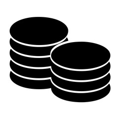 Two stacks of black coins symbolizing savings, wealth, or data storage.