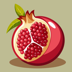 vector illustration of ripe pomegranate
