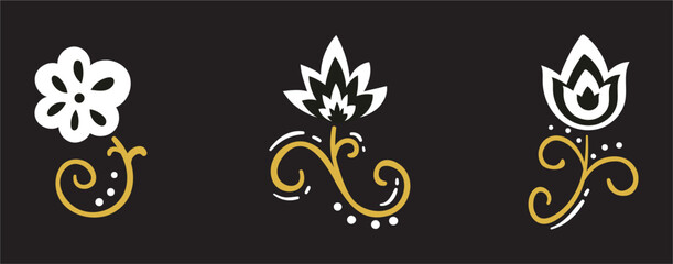 Set Flower decorative elements