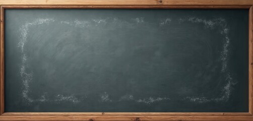 Blackboard with wooden frame background. Chalkboard texture, empty space for text. Grunge, school, classroom. Education, knowledge, study concept. Vintage, retro style. AI generated image.