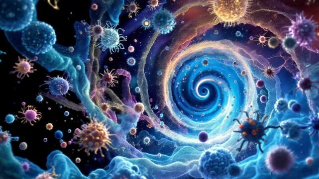 Abstract fractal background of swirling blue light and intricate patterns illustrates the boundless energy of imagination and the psychedelic geometry of the brainAbstract 4k Abstract background video - Powered by Adobe