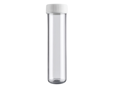  Transparent Laboratory Test Tube with White Screw Cap on Transparent Background PNG