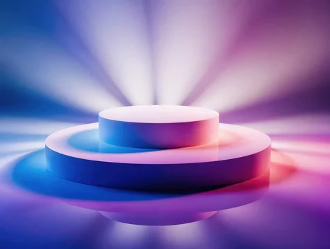 Sci-Fi Style Platform in Neon Pink and Cyan Lights