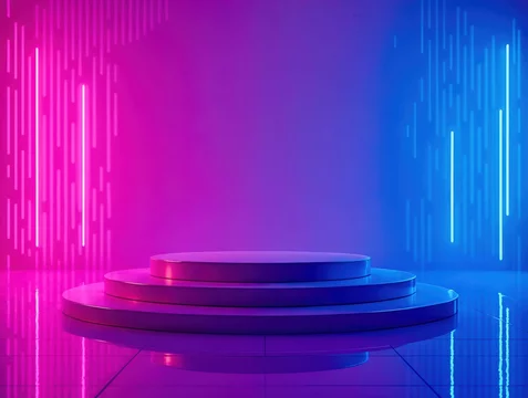 Glowing Three-Level Podium with Ambient Light Effects