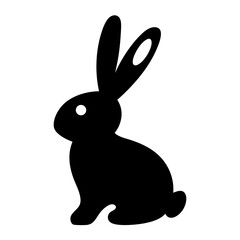 Obraz premium Simple Black Silhouette of a Rabbit with Long Ears and White Eye