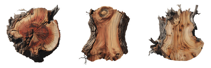 Set of various cedar tree isolated on transparent background