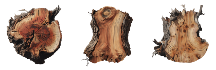 Set of various cedar tree isolated on transparent background