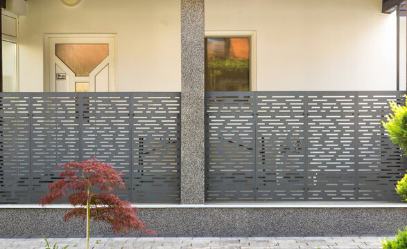Modern Perforated Metal Fence – Contemporary Outdoor Privacy Panel
