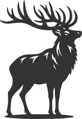 Black elk forest animal drawing silhouette vector illustration