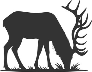 Black elk forest animal drawing silhouette vector illustration