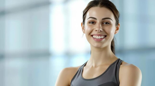 smiling sportive young woman in a fitness center