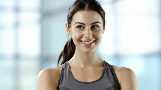 smiling sportive young woman in a fitness center