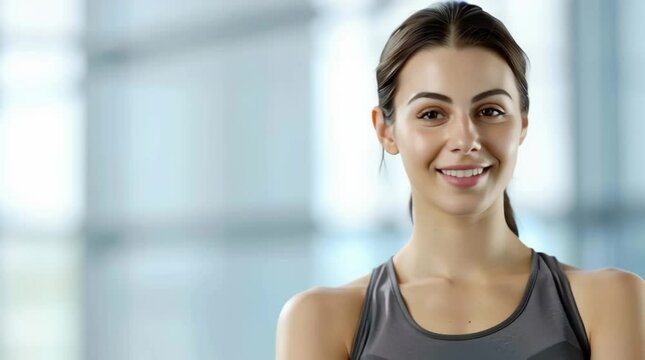 smiling sportive young woman in a fitness center