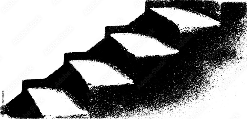 Poster High contrast prefabricated staircase segment in black for architectural design concepts