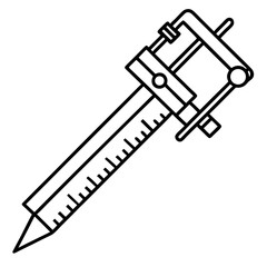 Precision Caliper Minimalist Line Vector