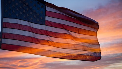 American Flag at Sunset A Stunning Display of Patriotism