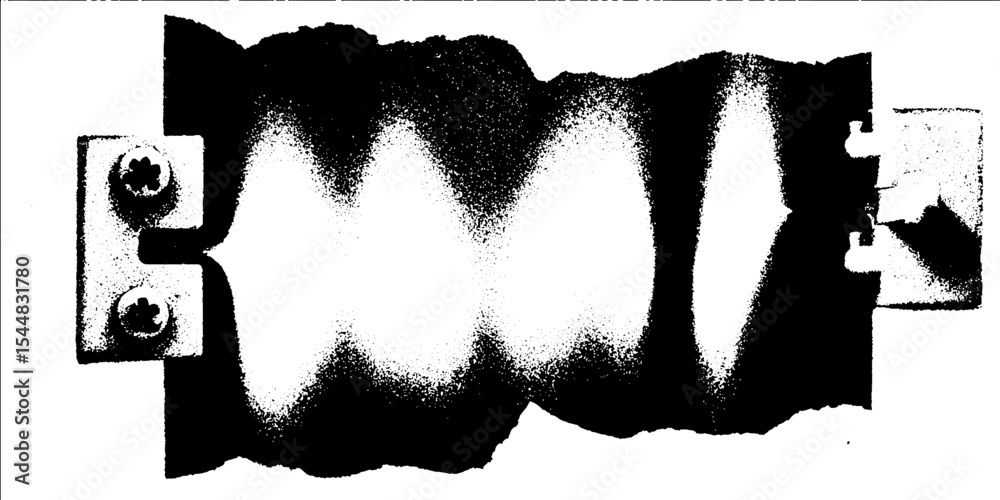 Poster abstract high contrast image of rusted hinge in black and white for artistic design