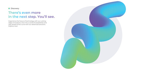 Obraz premium 3d Gradient shape on abstract landing page or cover. Colorful swirl wave line, dynamic tech background, vector illustration. Abstract gradient shape with fluid 3d form in vivid colors.