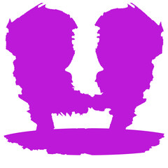 Optical Illusion: Two Faces or a Vase in Magenta