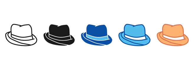 Hat Icon Set Multiple Style Collection