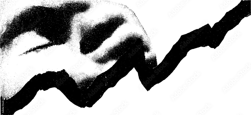 Poster sales growth graph with upward curve in high contrast black and white for business analysis