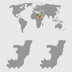 Republic of the Congo Map Set with World Location.