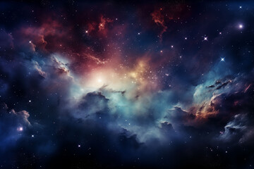 Obraz premium Observing distant galaxies with nebulae and stars