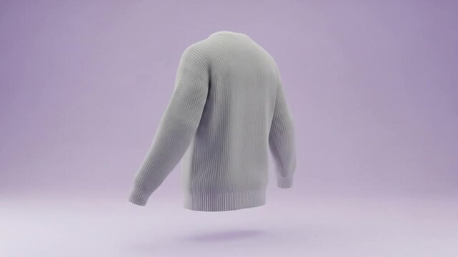 360 degree rotating view of a detailed knitted gray sweater seamless loop animation