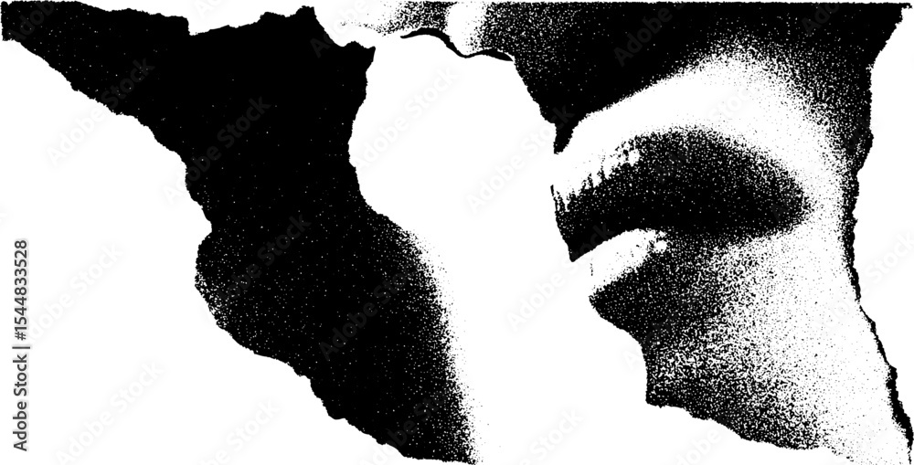 Poster abstract high contrast black and white shredded map edge design