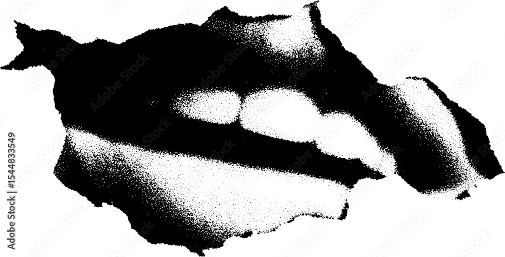 Poster high contrast abstract composition with shredded paper effect in black and white
