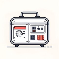 Power Generator Icon - Construction Equipment Flat Line Vector
