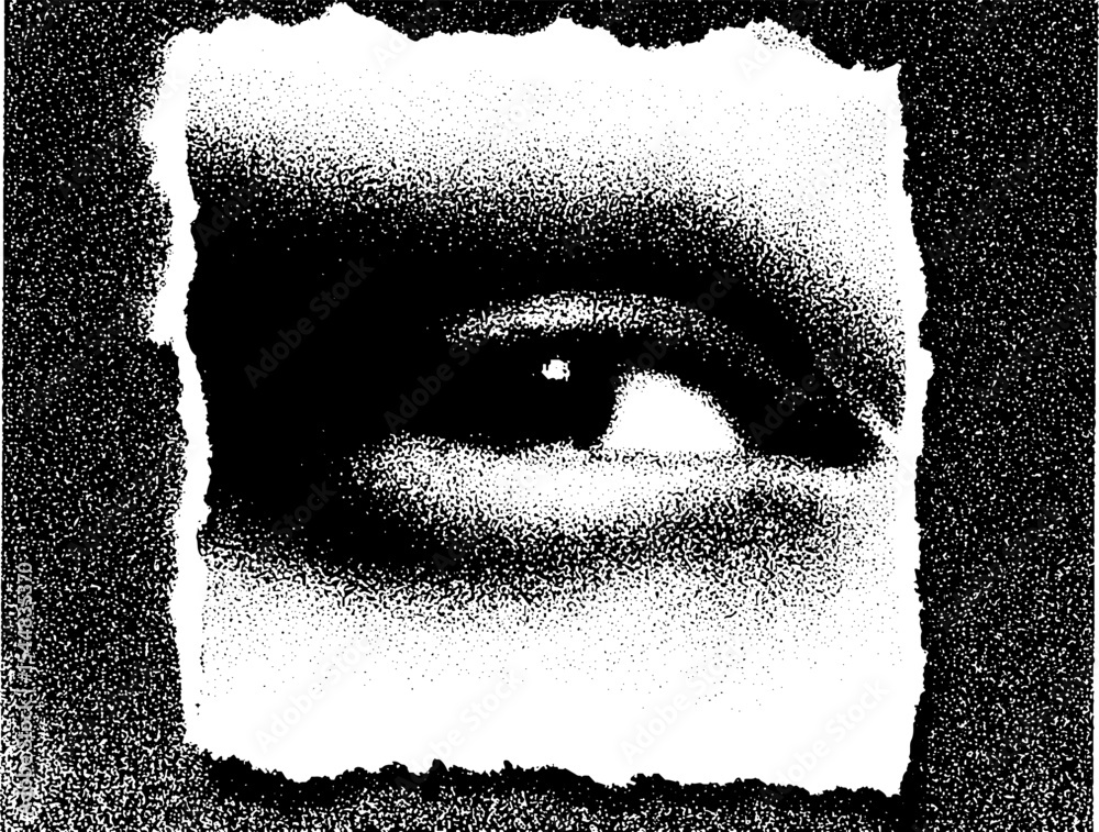 Poster high contrast abstract eye in square frame for modern design