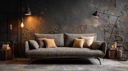 Natural lighting highlighting a textured fabric sofa in a cozy modern living space