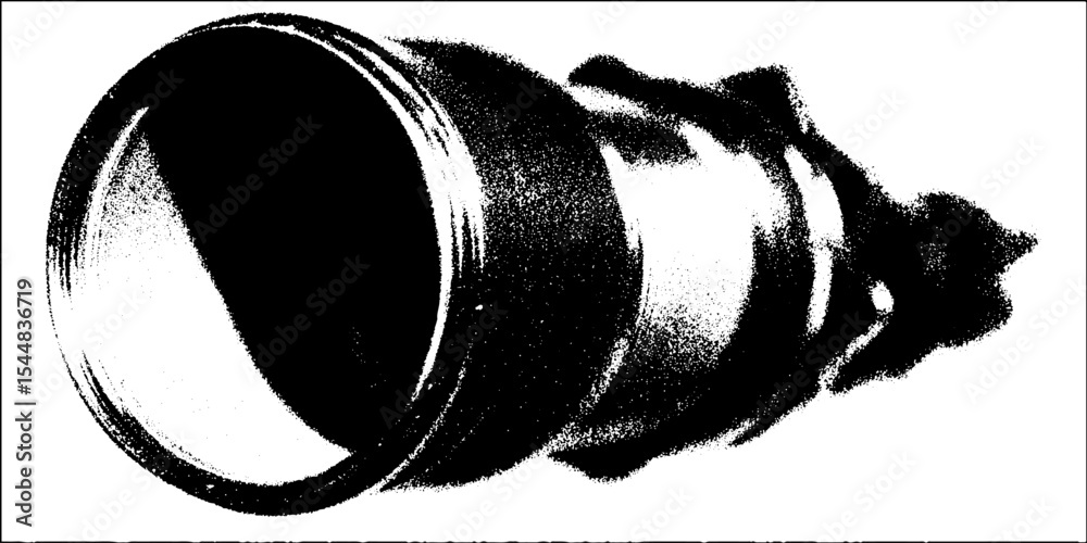 Aufkleber high contrast black and white abstraction of a telescope lens for creative design projects