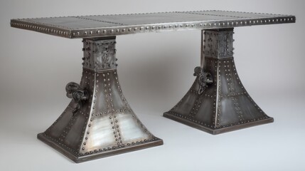 Sleek industrial-style steel dining table for two with cold-rolled surface and anti-rust finish