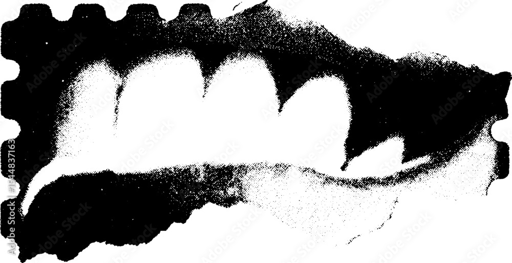Poster abstract high contrast fragment of torn credit card in black and white