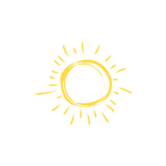 Doodle yellow hand drawn sun sketch 