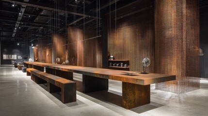 Table setup with clean, cold-rolled steel surface and structurally reinforced metal base