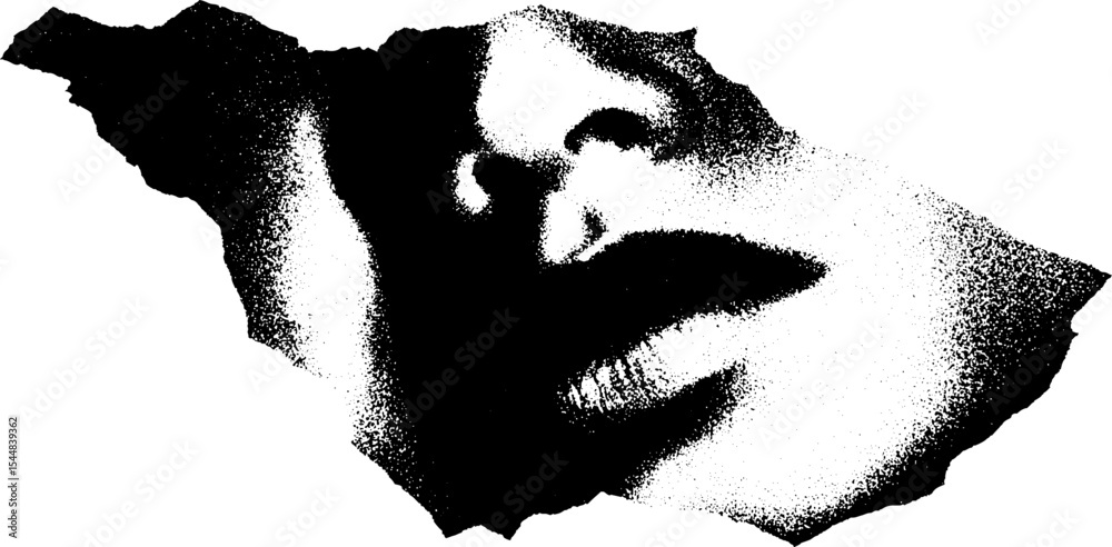 Poster high contrast abstract art using worn leather sole fragment with textured black design