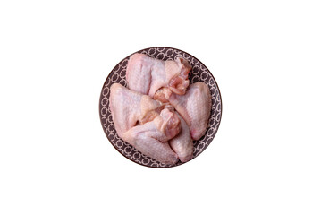 Raw chicken wings, fresh uncooked poultry meat. Chicken or turkey wings