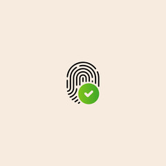 Ok Fingerprint icon flat vector design. 
