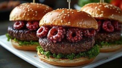 Gourmet Burgers with Fresh Berries and Greens
