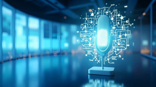 Futuristic Minimalist Wallpaper Design: Voice Activated Banking with Interactive Interfaces and Expansive Empty Space for Professional Photo Stock