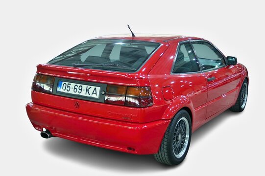 Red Volkswagen Corrado Showing its Back on White Background