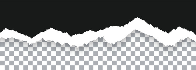 Vector Black Torn Paper On Transparent Background