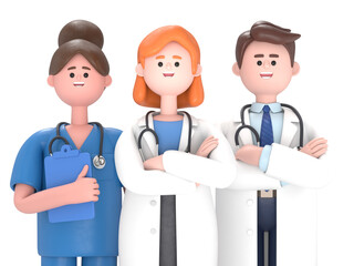 Obraz premium Team of doctors in protective medical masks. The fight against coronavirus COVID-19.Supports PNG files with transparent backgrounds.