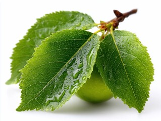 Verdant leaves embrace a hidden green fruit