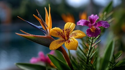 Vibrant floral arrangement with dewkissed blooms
