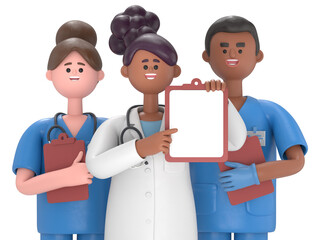 3d rendering,doctor holds blank clipboard.Transparent Background Mockup.Supports PNG files with transparent backgrounds.