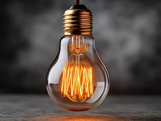 Vintage lightbulb emits warm glow